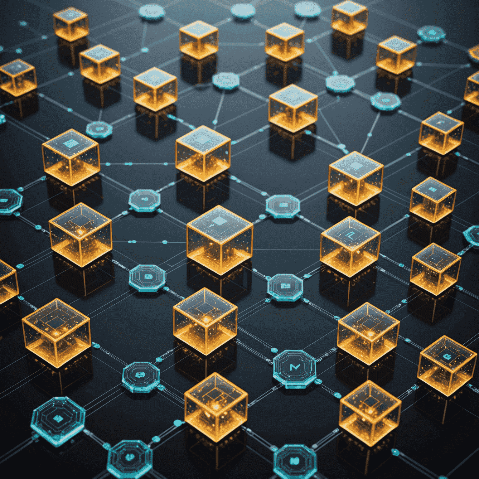 Visualization of blockchain technology integrated with public finance systems, showing interconnected blocks representing transparent transactions and efficient processes