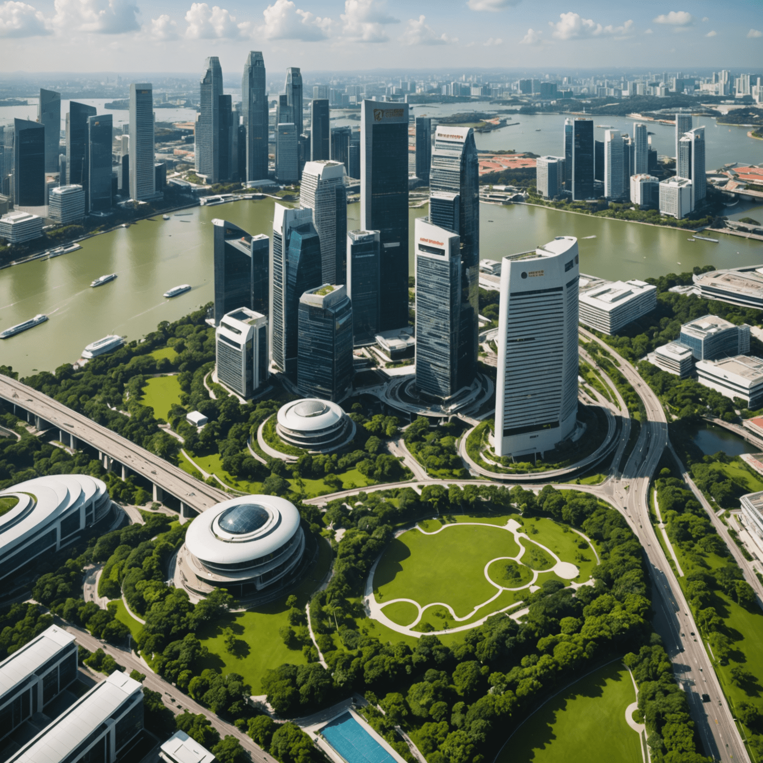 Singapore's skyline featuring sustainable architecture and green spaces, illustrating the city's commitment to green bond initiatives