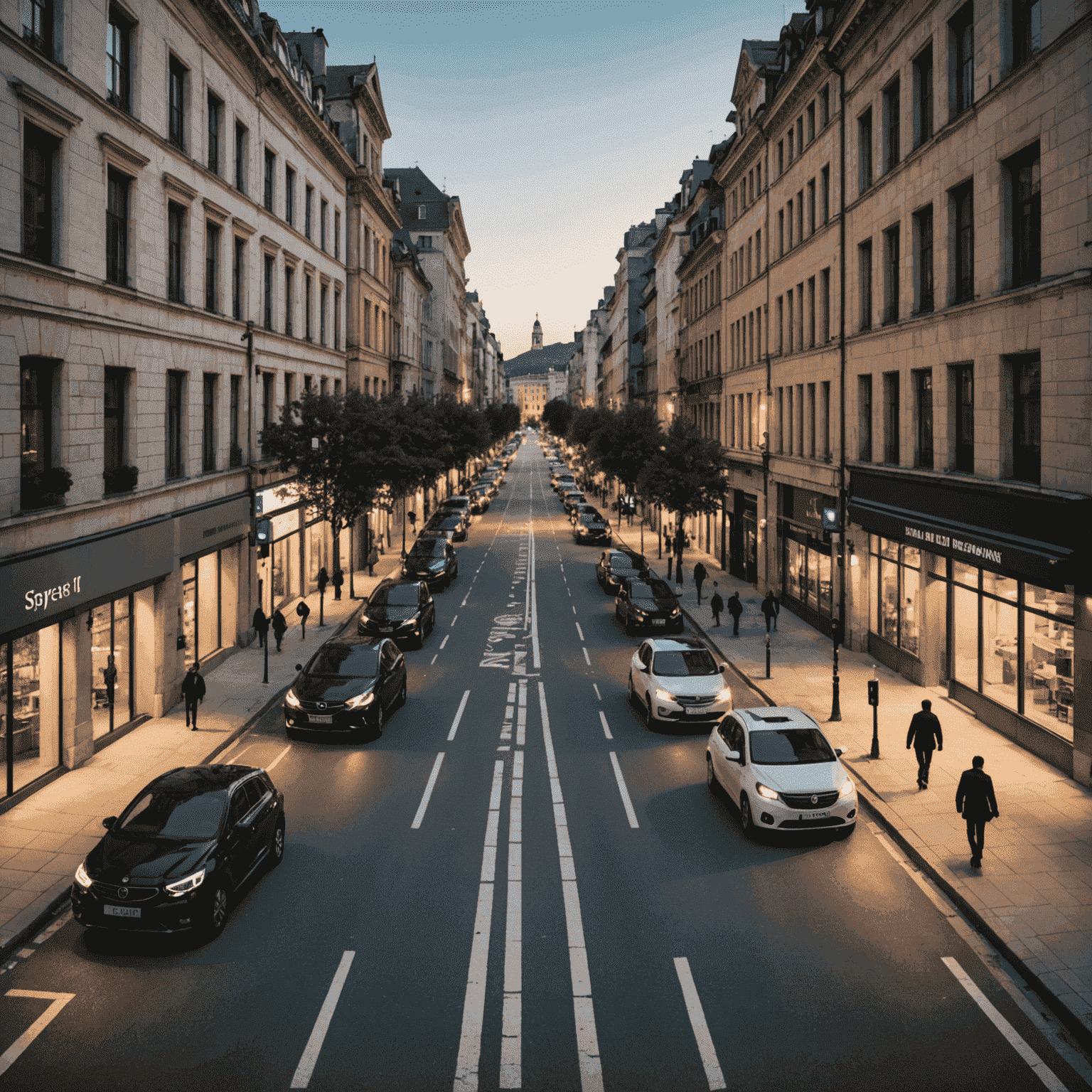 Split image comparing a traditional city street with a smart city street, highlighting differences in lighting, traffic management, and public services